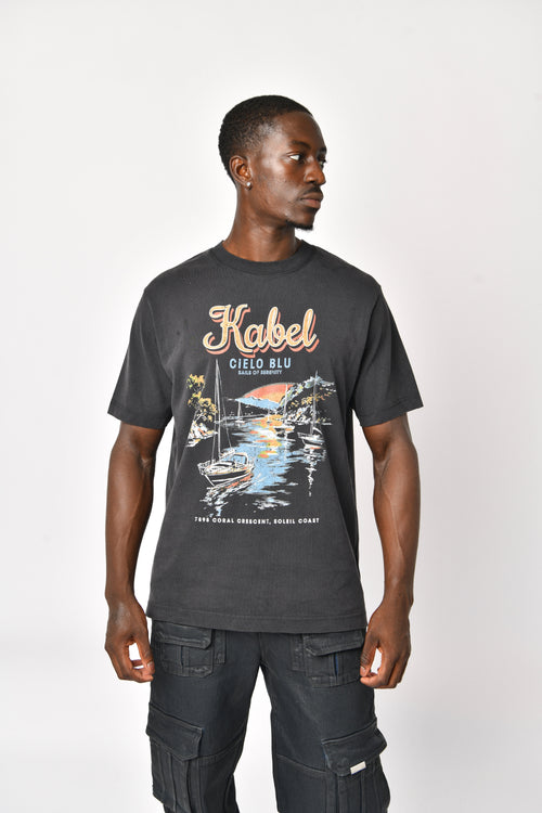 Cielo Blu Washed Black T-Shirt